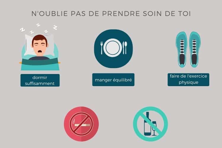 Prendre soin de soi : bien manger, dormir, faire du sport